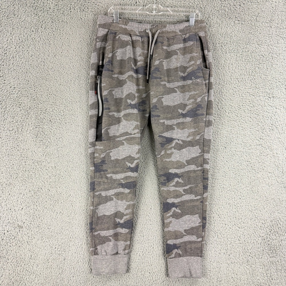 Triple Five Soul Joggers Mens Large Gray Camo Fleece Sweatpants Zip Pocket NYC